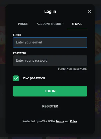 Leon casino login window for secure account access